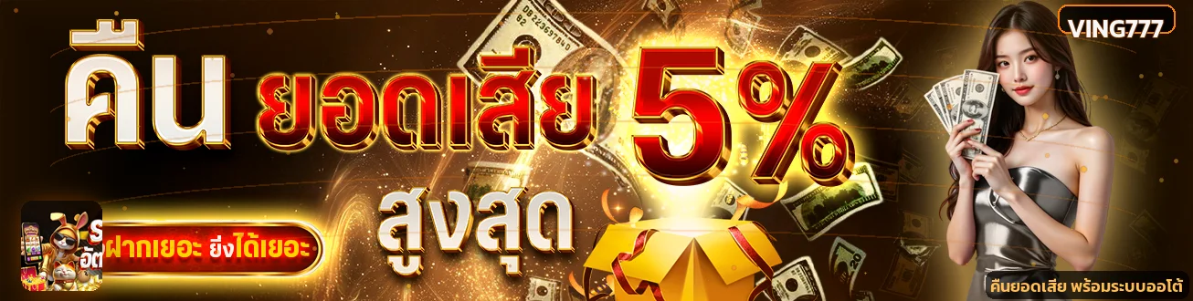 โปรคืนยอดเสีย VING777 โทนส้มดำพร้อมตัวละครเกม